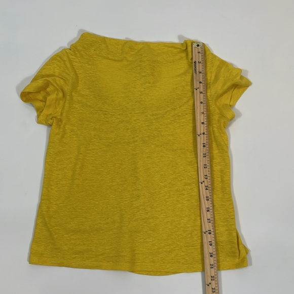 Maeve By Anthropologie XS Top Tee Bright Yellow 100% Linen EUC - Picture 6 of 8